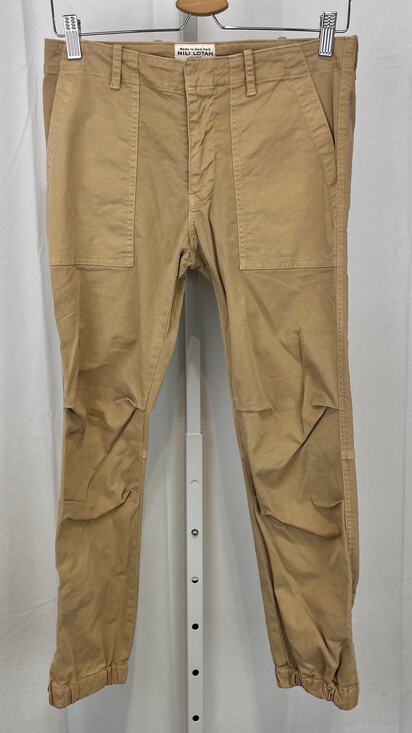 Nili Lotan Pants - NILI LOTAN Cropped French Military Pants Zip Hem Utility Jogger Cotton Tan 4
